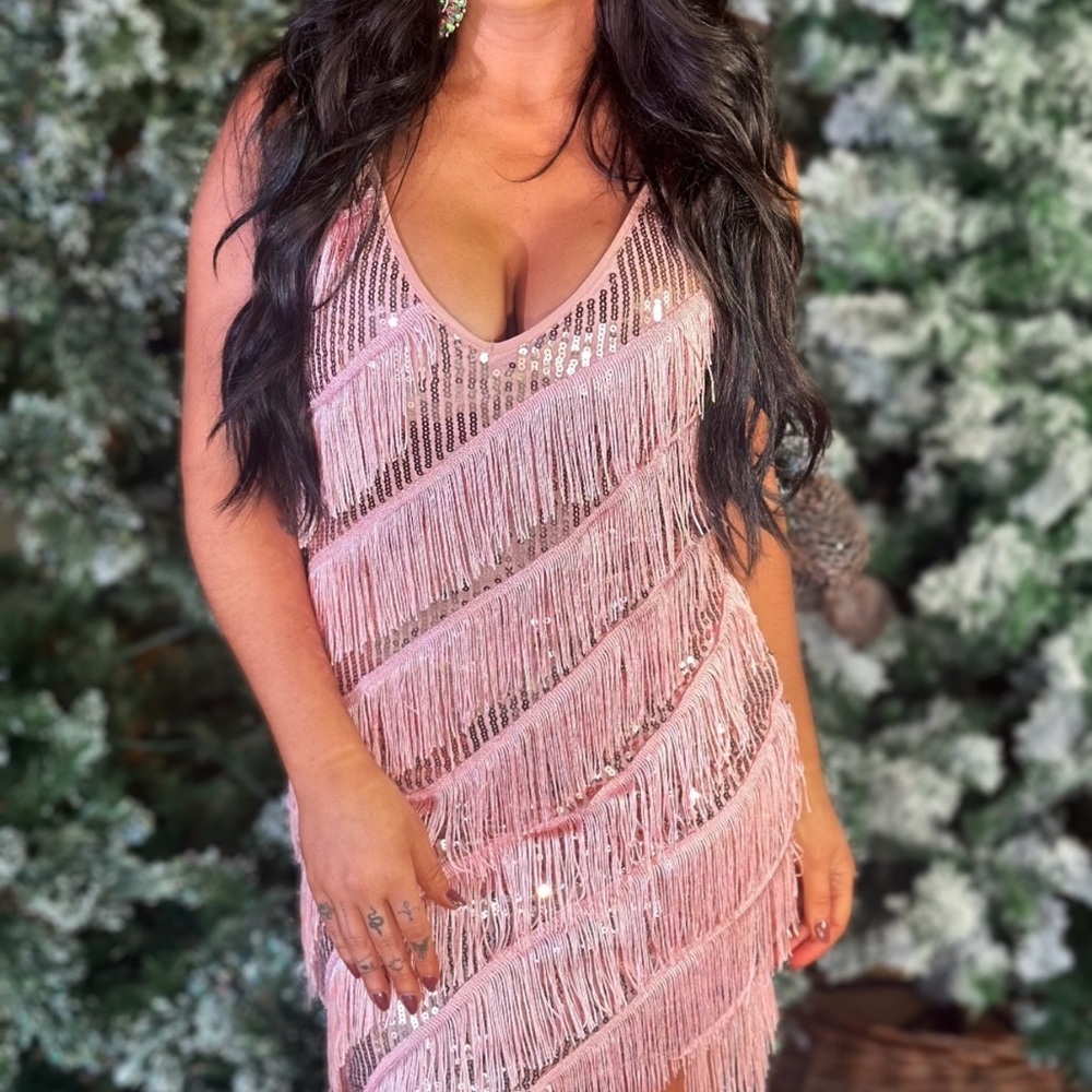 SouthernFriedChics Take Me Away Dress in Rose Gold/Pink Size 2x NWT